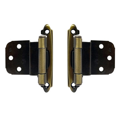Brixwell BXC8267AE Inset Face Mount Self Closing Cabinet Hinges For Kitchen And Home Hardware 3/8" Antique Brass Pair