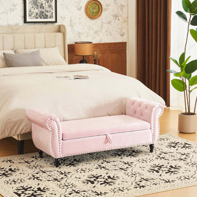 Banc de rangement en velours avec accoudoirs