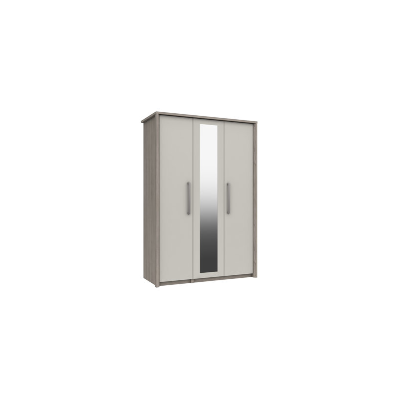 Colville 3 Door Manufactured Wood Wardrobe, Grey Oak/White Grey Gloss