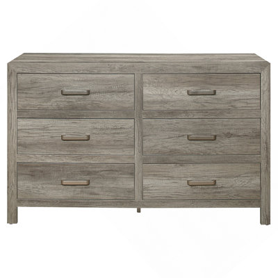 Commode de style rustique rustique vieilli à finition grise 1Pc de 6 tiroirs de mobilier de chambre à coucher transitionnel