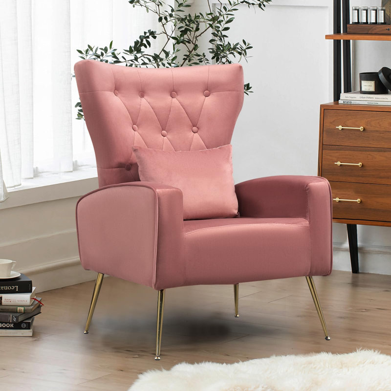 Fauteuil en velours capitonnÃ©, Rose