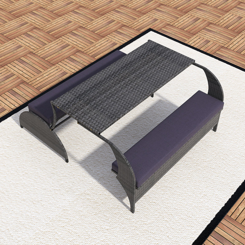 Outdoor Loveseat That Converts To Four Seats And A Table, Gray