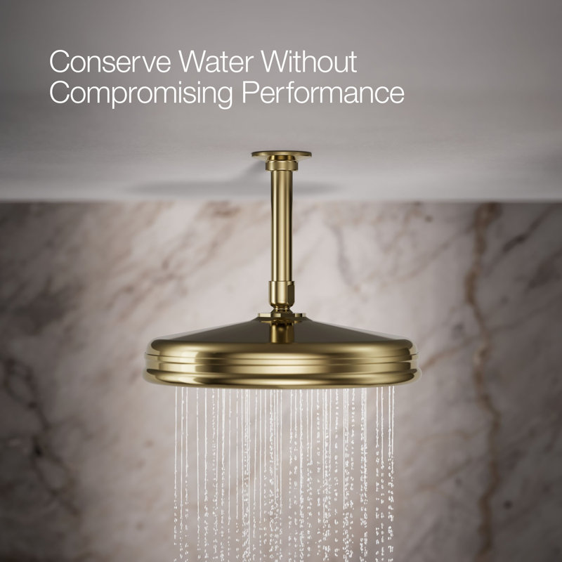 Traditional Round 10" Rainhead with Katalyst Air-Induction Spray, 2.5 Gpm, Vibrant French Gold