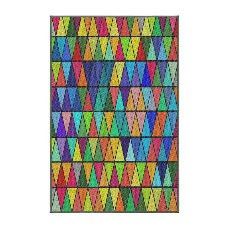 Tapis rouge/vert lumières à motif, Rectangle 5 pi x 7 pi