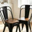 Ensemble de 2 chaises de salle à manger industrielles en métal noir lustré avec siège en bois de noyer empilable d'une hauteur de 18 pouces, intérieur extérieur, surface légère facile à nettoyer, assemblage facile, conception moderne durable-825317002