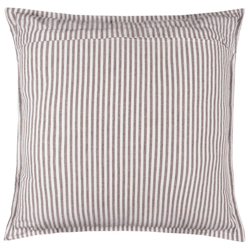 Hayle Indoor / Outdoor Striped Square Throw Cushion, Brown/White