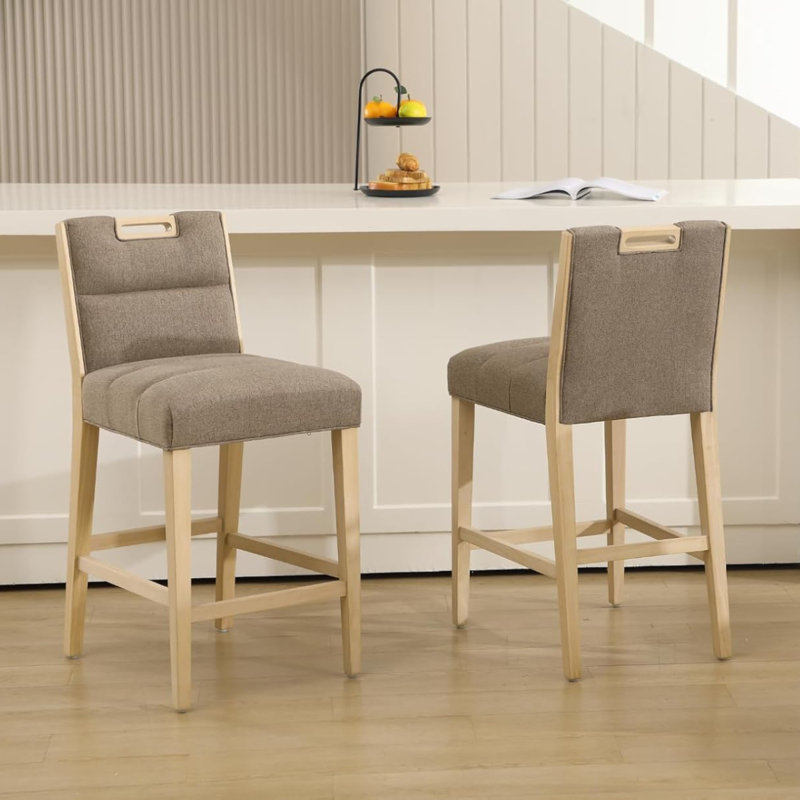 Bar Stools Retro Rustic Kitchen Counter Chairs, Beige