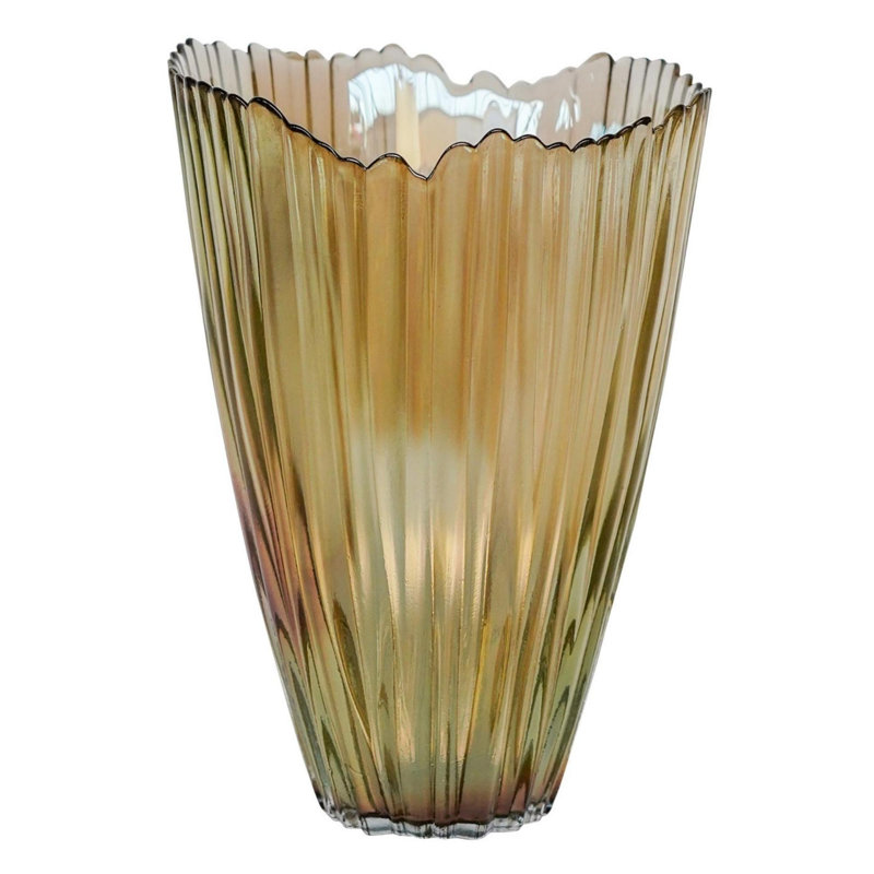 Handmade Glass Table Vase, 25cm H x 14.5cm W x 14.5cm D