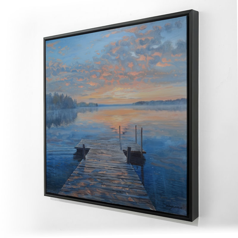 Calm Dock - Toile encadrée grise pour une décoration intérieure élégante