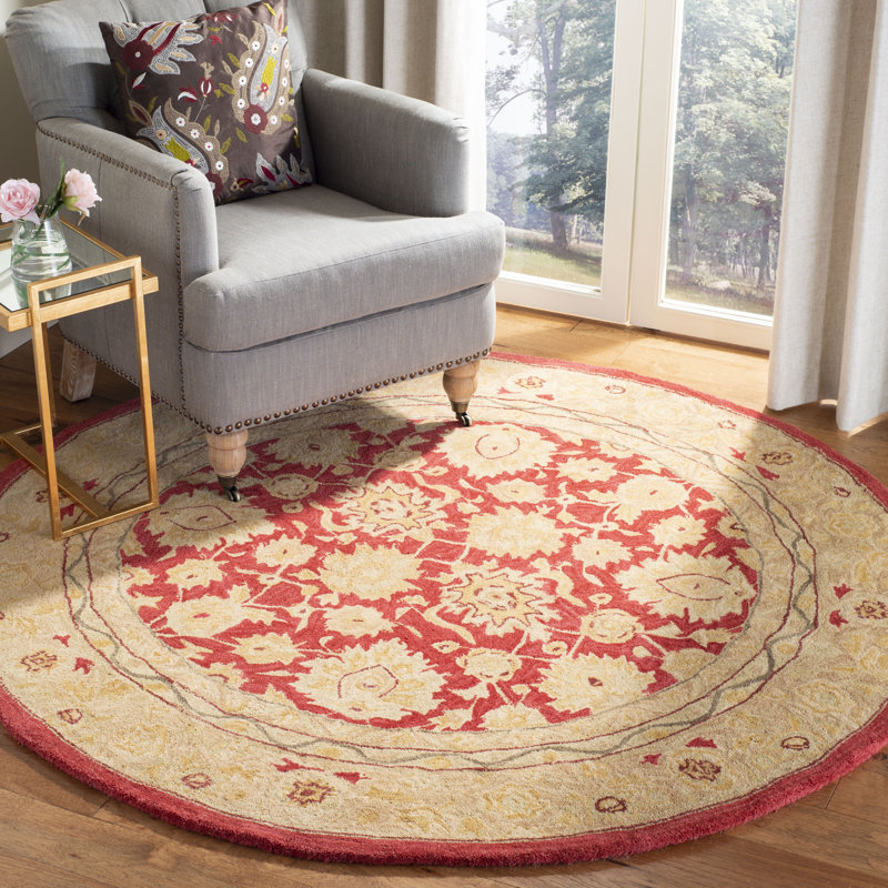 Tapis oriental en laine touffeté à la main Tingley, Rond 4 pi