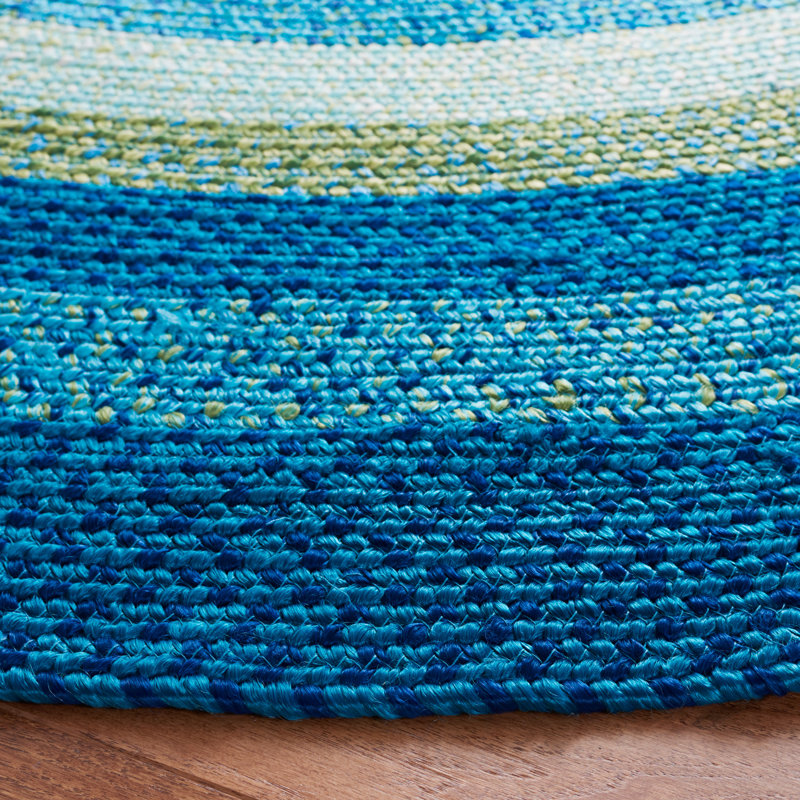 Kaneez Hand Woven Performance Machine Washable Striped Rug, Round 6'
