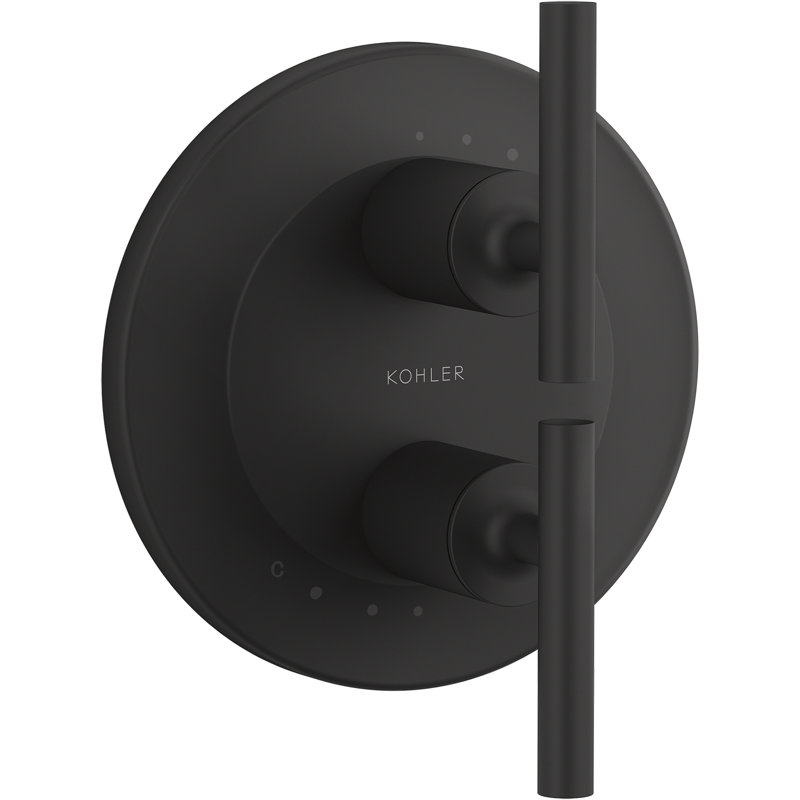 Purist Stacked Valve Trim with Lever Handles, Matte Black