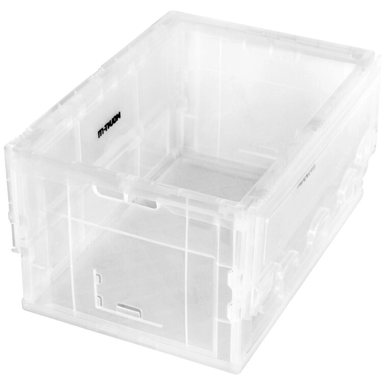 Mount-It! Folding Plastic Storage Crate, Collapsible Utility Distribution  Container With Attached Lid, 65L Litre Capacity, Clear (Set Of 3) - Wayfair  Canada