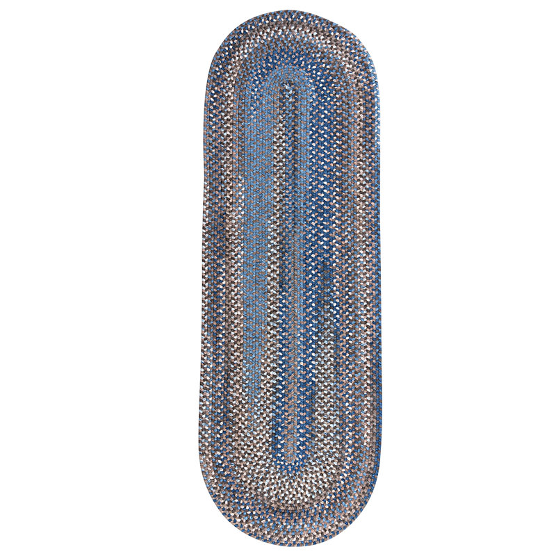 Tapis réversible en laine Oyola - bleu-brun, Ovale 2 pi x 8 pi