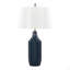 Lampe de table contemporaine en céramique lustrée avec abat-jour blanc 23 po Stella-417818859