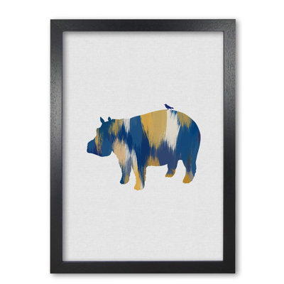 Hippo Blue & Yellow - Print