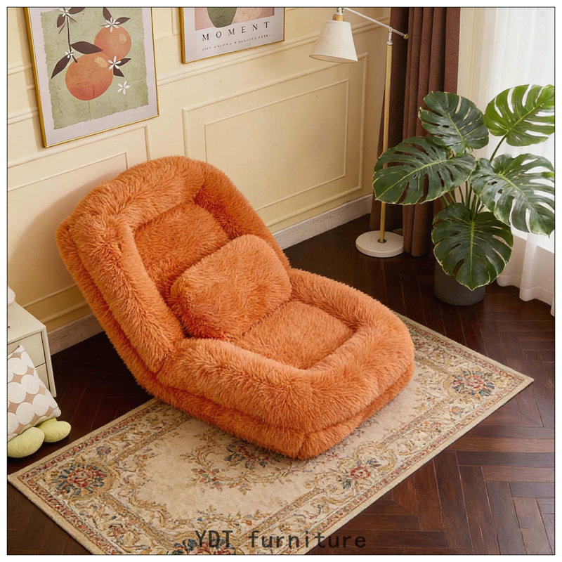Human Dog Bed,Lazy Sofa,5-Position Adjustable Convertible, Orange Polyester
