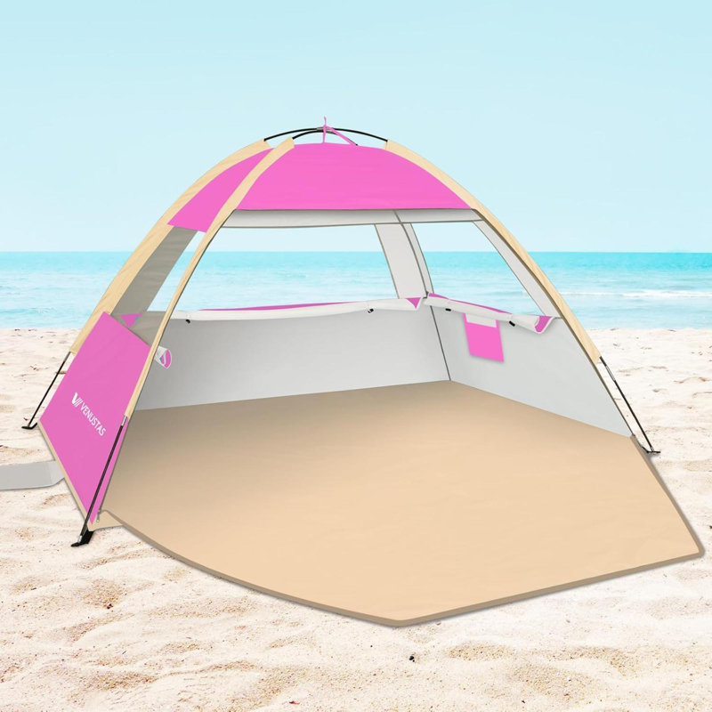 Tente de plage abri de soleil pour personne Protection contre les rayons UV, Rose