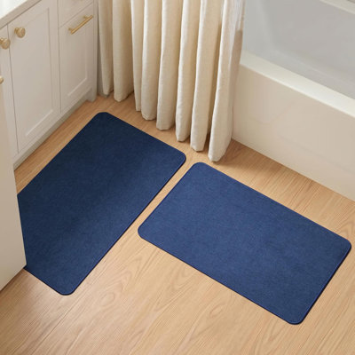 Ultra Thin Non Slip Bathroom Rugs Sets 3 Pieces,Super Absorbent Quick Dry Shower Rug Washable, Beige 17"x27"+20"x32"+20"x24" U Shape