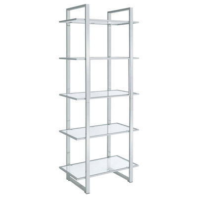 Étagère à livres en acier inoxydable Philomene H 79 po x l 31,5 po