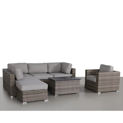 Outdoor 7-Piece HDPE Wicker Conversation Set with Cushions