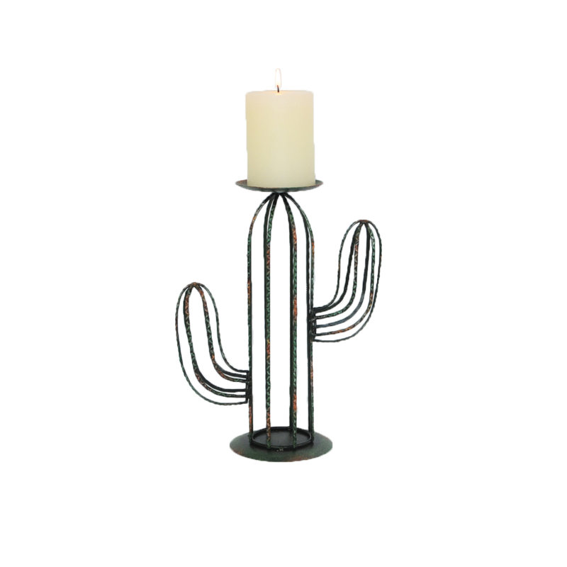 Bougeoir de table en métal 9 po Cactus