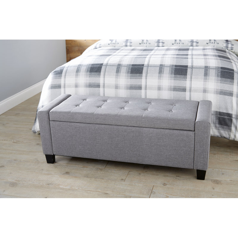 Ashley Upholstered Storage Bench, Light Grey