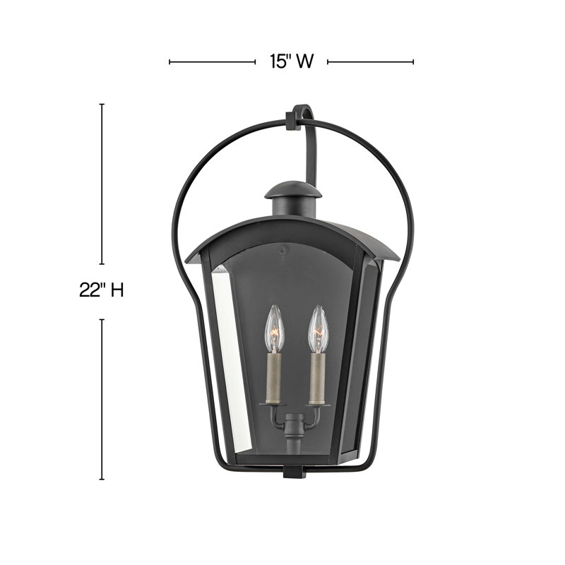 Yale Medium Wall Mount Lantern, 22" H x 15" W x 9.2" D