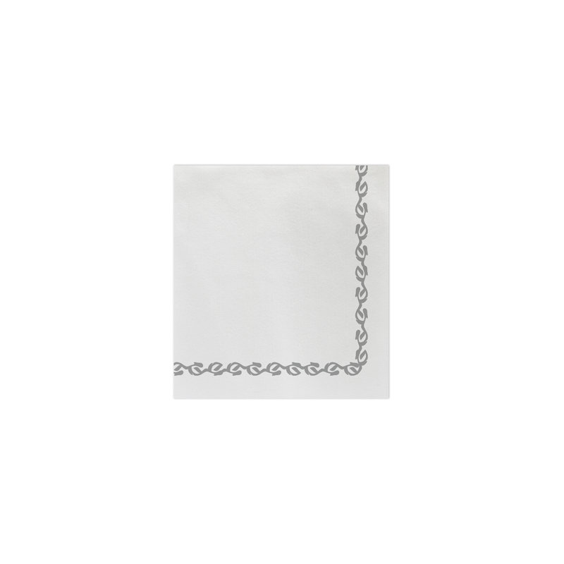 Papersoft Napkins Florentine Cocktail Napkins, White/Light Gray