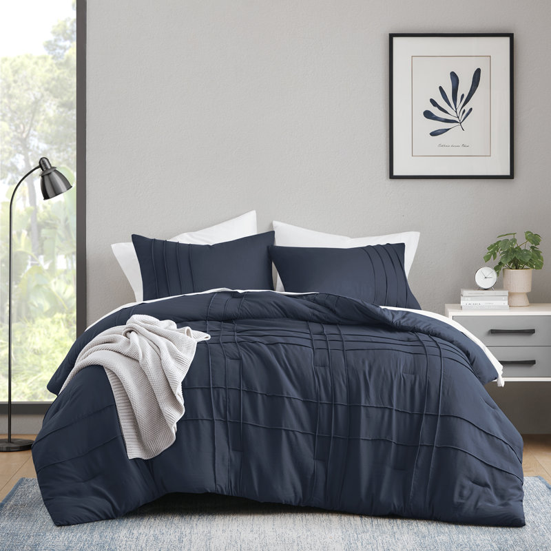 Ensemble d'édredon Harris, Édredon simple / simple TG + 1 taie décorative, Marine