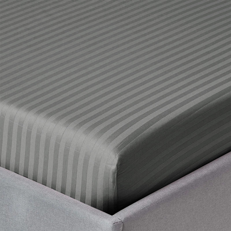 200 Thread Count Striped Microfiber Fitted Sheet, Charcoal, Double (4'6)