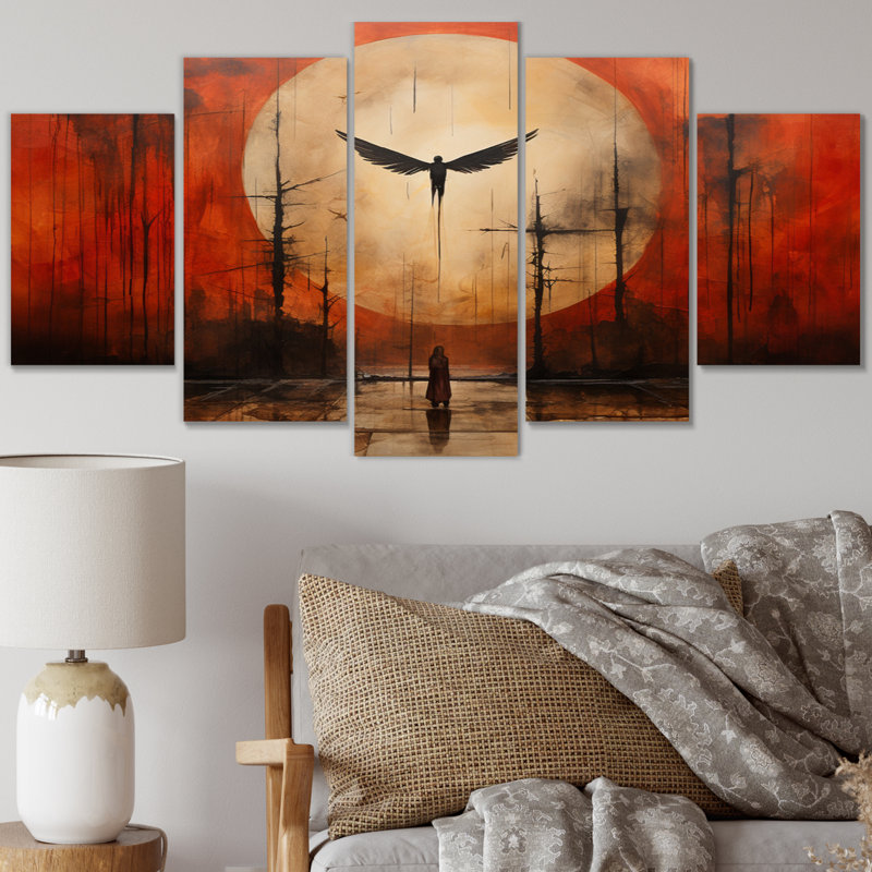 «Coral Black Mexico Art The Fall I - Décoration murale art mexicain - 5 panneaux