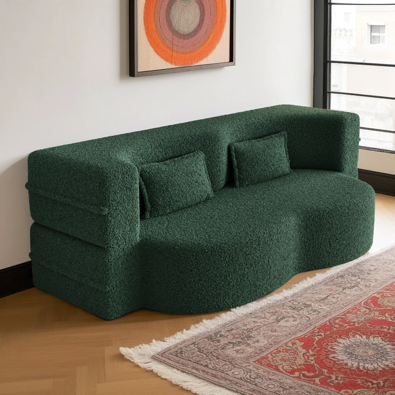 Canapé-lit moderne avec deux coussins Modern, Ours en peluche vert