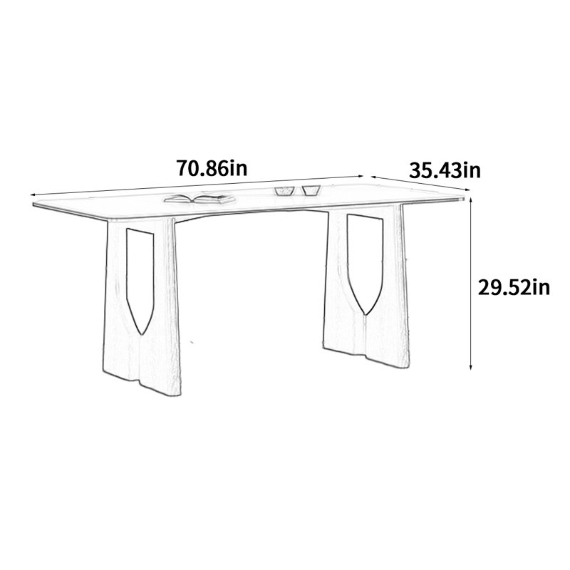 Table de salle à manger rectangulaire en bois massif de style médiéval, H 29,52 po x L 70,86 po x l 35,43 po