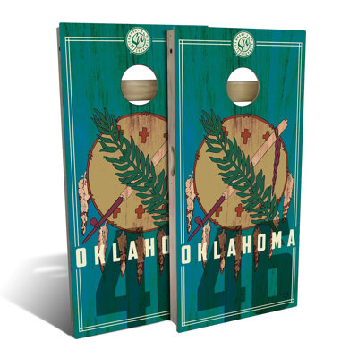 Oklahoma State Flag 2.0 Cornhole Board Set | Includes (2) Boards, (8) Bags & Optional Accessories