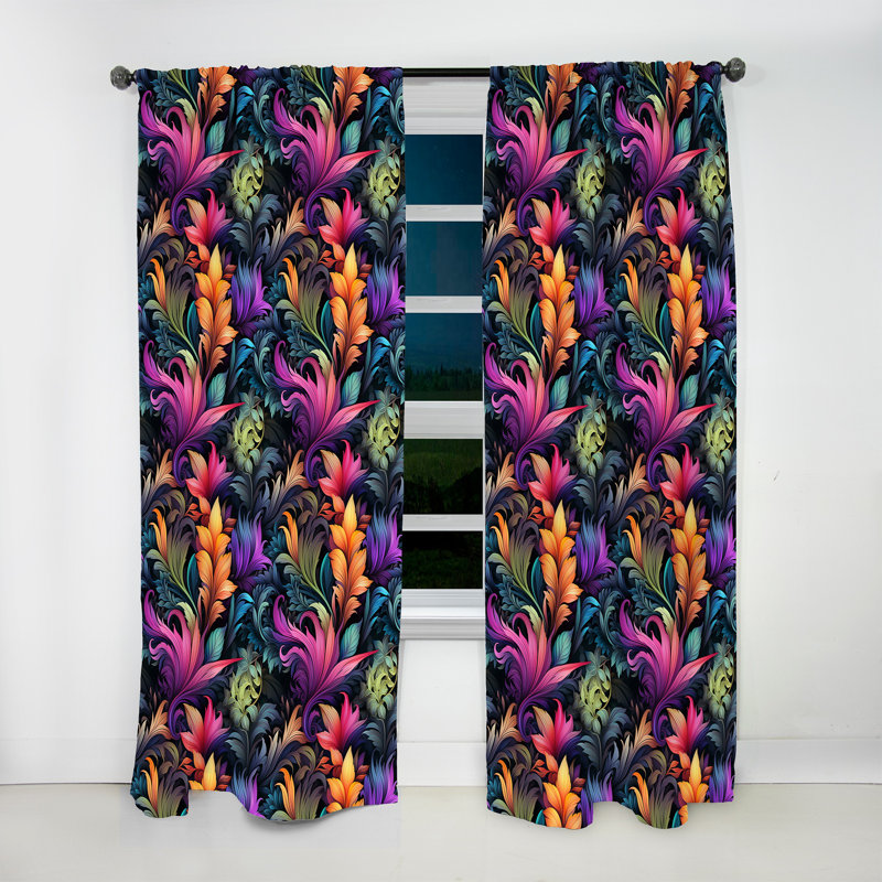 Neon Foliage Botanical Motif I - Rideau floral - Rideau floral obscurcissant - 1 panneau, L 52 po x L 95 po