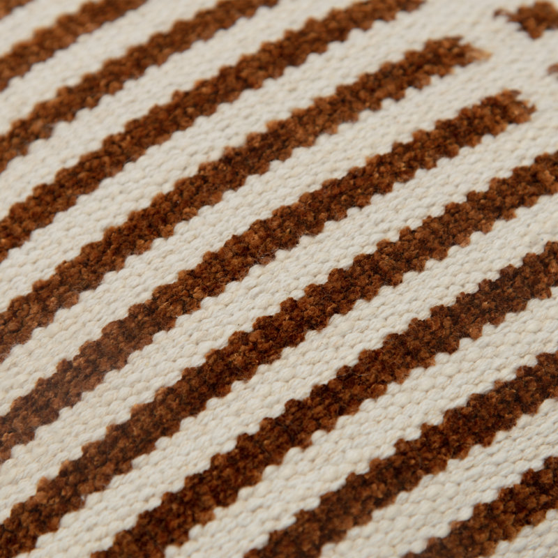 Natural and Camel Striped Cotton Lumbar Pillow Set