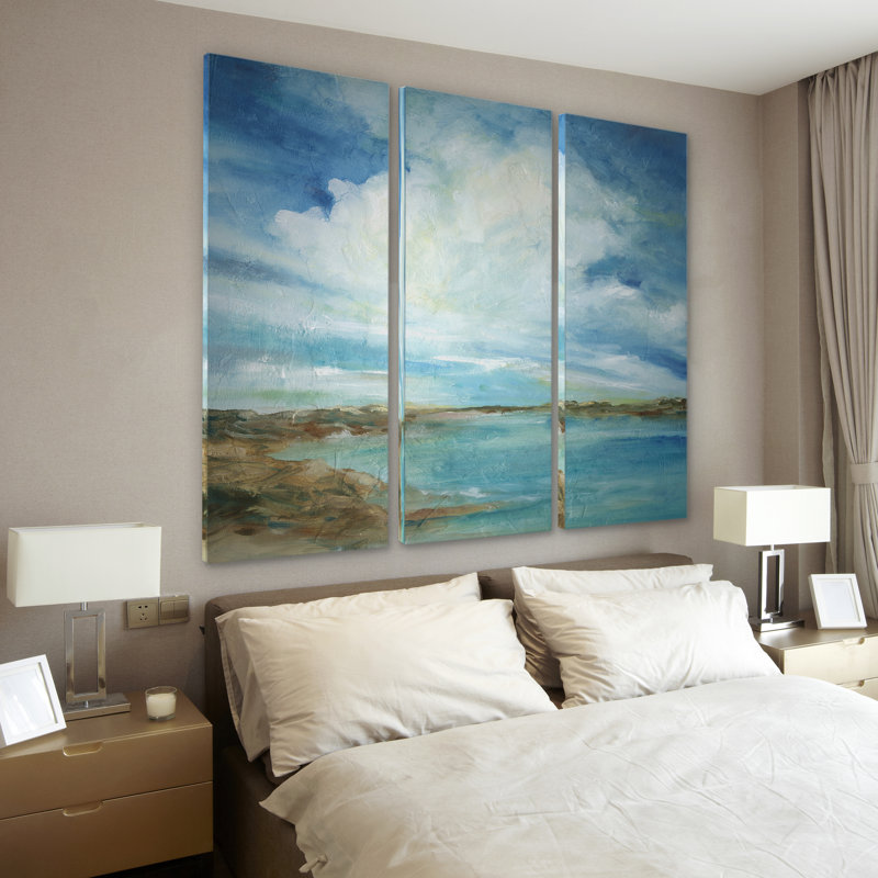 «Sea and Sky», reproduction de peinture à l'acrylique à multiples images sur toile tendue avec châssis, H 32 po x l 48 po
