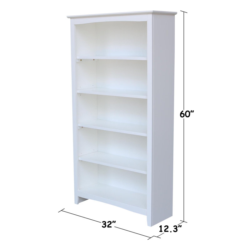 Aspatria Bookcase, (5 Shelves) 60" H x 32" W x 12" D, White