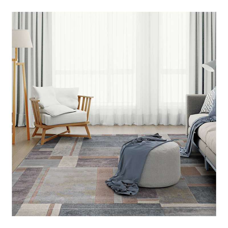 Easton Gambit Blocks Stone Grey Multicolor Indoor Rug, Rectangle 2' x 3'7"