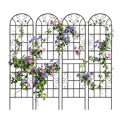 Outdoor Metal Garden Trellises – Freestanding Arch Garden Trellis for Climbing Plants, Set of 4