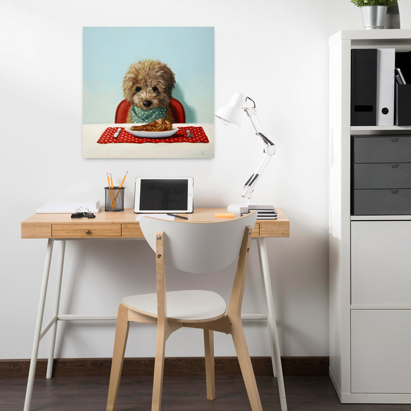 Art contemporain chiot chiot chow, H 18 po x l 18 po
