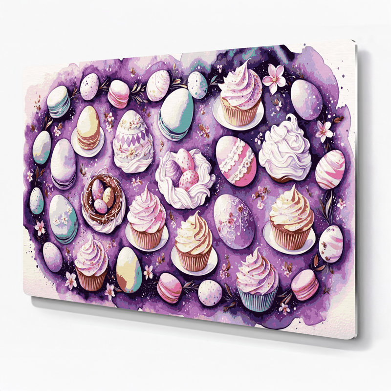 Desserts, œufs de Pâques en métal beige, H 11 po x l 14 po