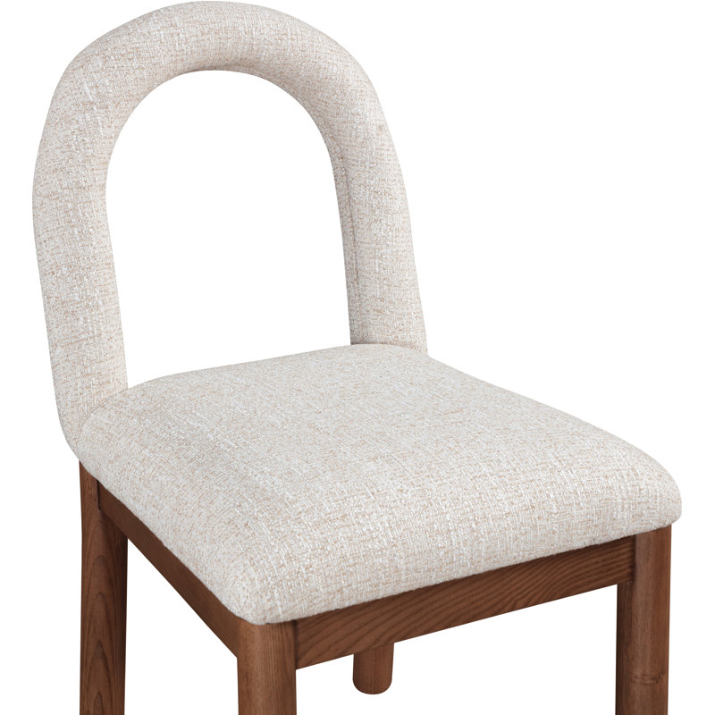 Chaise Macleod, Tissu beige texturé en lin, Brun