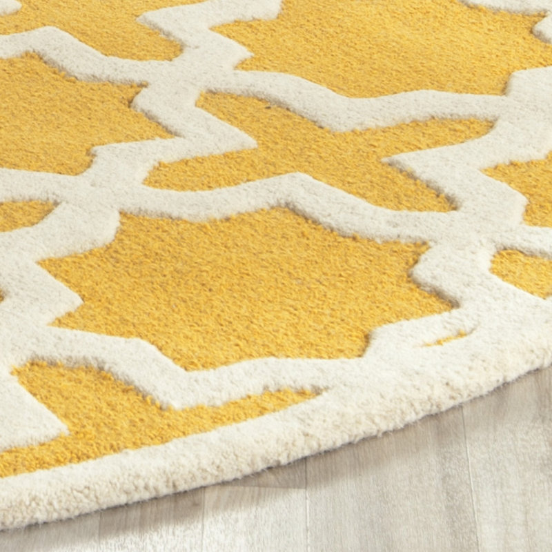 Tapis jaune en laine d'Igna, Rond 6 pi