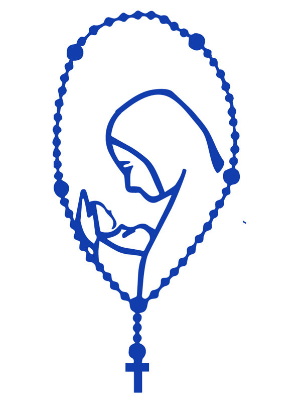 Décalcomanie murale marie rosary maman, H 36 po x l 18 po x P 0,01 po, Bleu foncé