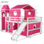 Lit mezzanine double avec tente et tour rose Slide