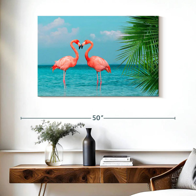 Brampt Blue Sea Flamingos, 26" H x 39" W
