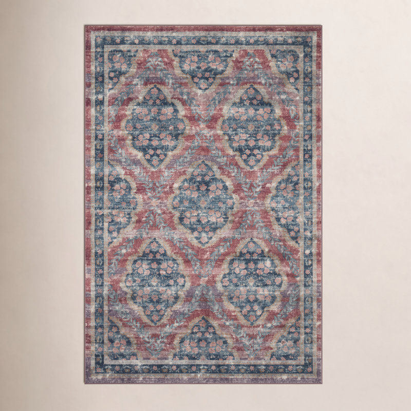 Rifle Paper Co. x Loloi Courtyard Red Area Rug feat. CloudPile, Rectangle 7'6" x 9'6"