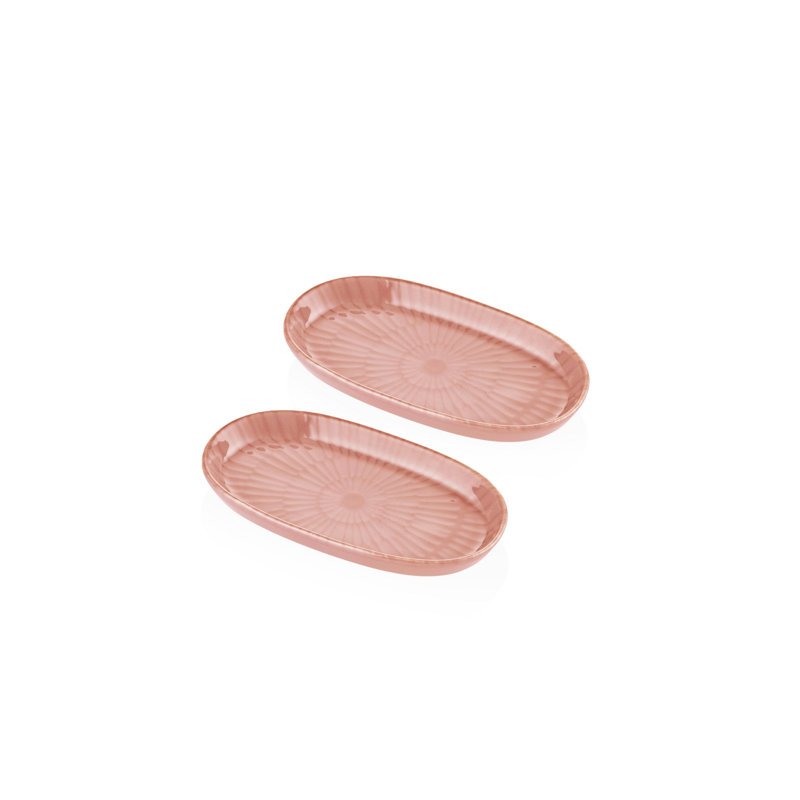 Élégant plateau en céramique saumon, 3,9 po x 6,7 po x 1,6 po | 100% céramique de haute qualité, idéale pour servir et exposer | Parfait pour le divertissement et la décoration intérieure, design durable et élégant